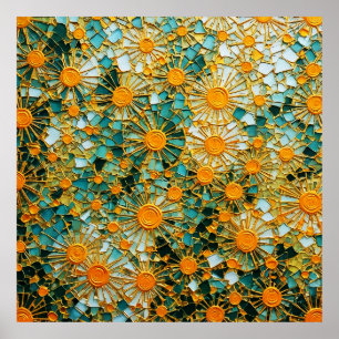 Abstract Sunflowers 102 Poster
