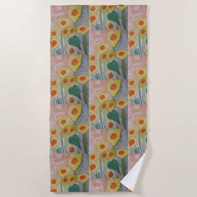 Abstract Sunflowers Beach Towel (Front)