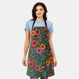 Abstract Sunflowers Butterflies Apron