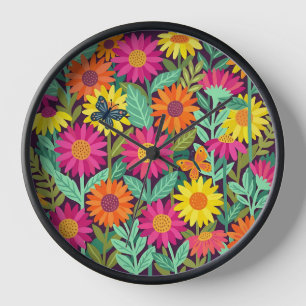 Abstract Sunflowers Butterflies Art Clocks