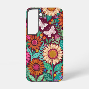 Abstract Sunflowers Butterflies Samsung Cases