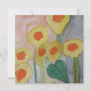 Abstract Sunflowers Flat Greeting Card