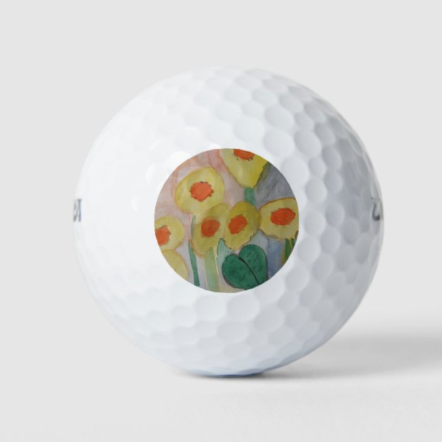Abstract Sunflowers  Golf Balls (Front)