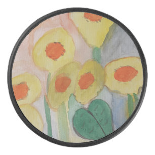 Abstract Sunflowers Hockey Puck