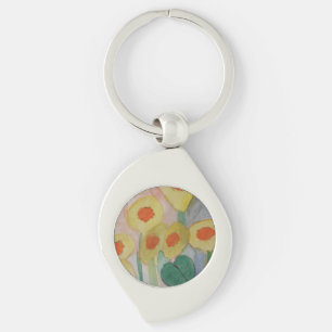 Abstract Sunflowers Metal Key Ring