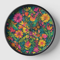 Abstract Sunflowers & Monarch Butterfly Art Clocks