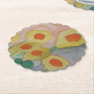 Abstract Sunflowers Paper Coaster
