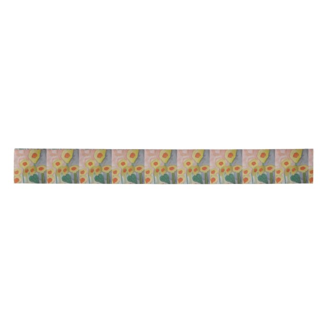 Abstract Sunflowers Satin Ribbon (Front)