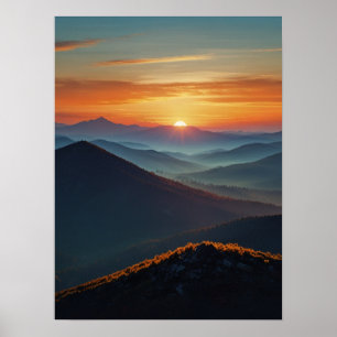 Abstract Sunrise Peaks Poster