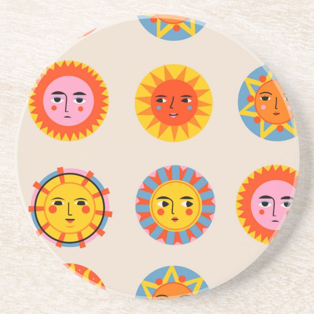 Abstract suns: ethnic seamless pattern. coaster (Front)