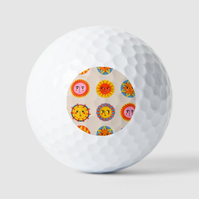 Abstract suns: ethnic seamless pattern. golf balls (Front)