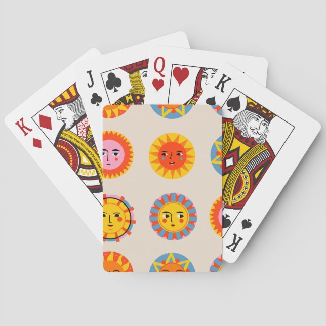 Abstract suns: ethnic seamless pattern. playing cards (Back)
