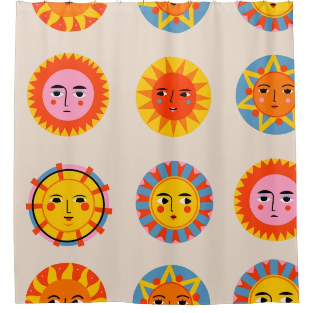 Abstract suns: ethnic seamless pattern. shower curtain (Front)