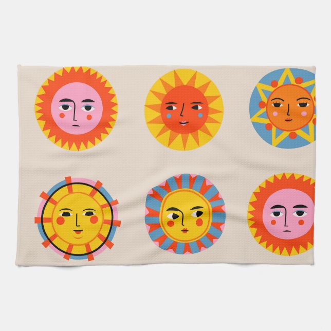 Abstract suns: ethnic seamless pattern. tea towel (Horizontal)