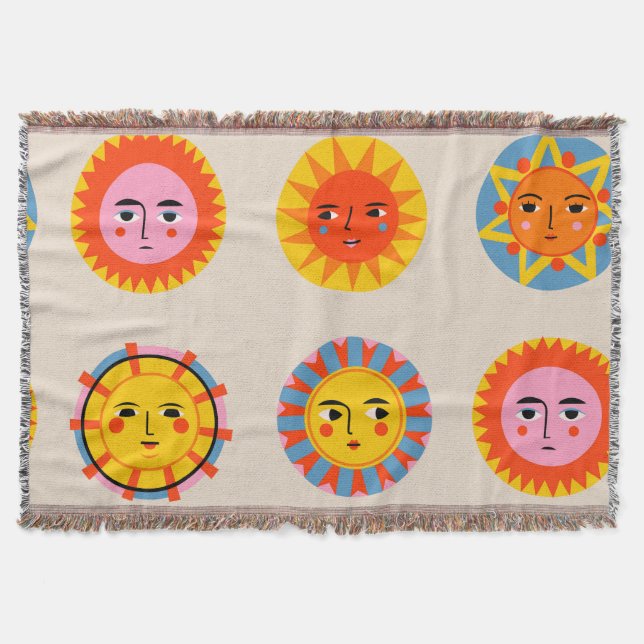 Abstract suns: ethnic seamless pattern. throw blanket (Front)