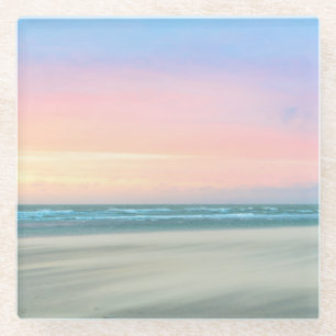 Abstract sunset at the beach in the Hague Glass Coaster
