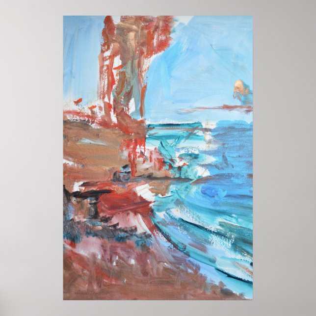 Abstract Sunset Coast & Red Rocks Poster (Front)