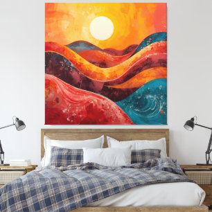Abstract Sunset – Colourful Wavy Horizon Art Print