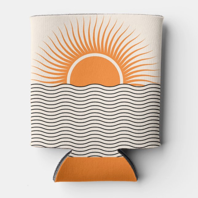 Abstract sunset: geometric boho decor. can cooler (Front)