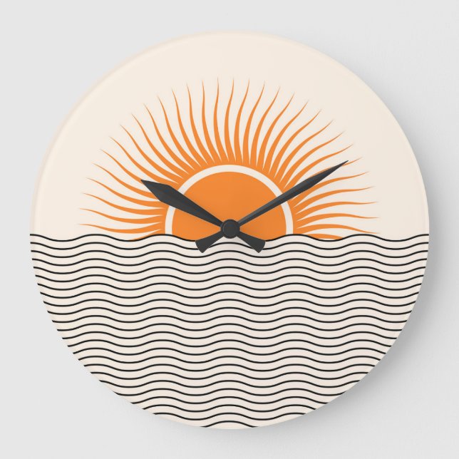 Abstract sunset: geometric boho decor. large clock (Front)