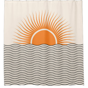 Abstract sunset: geometric boho decor. shower curtain