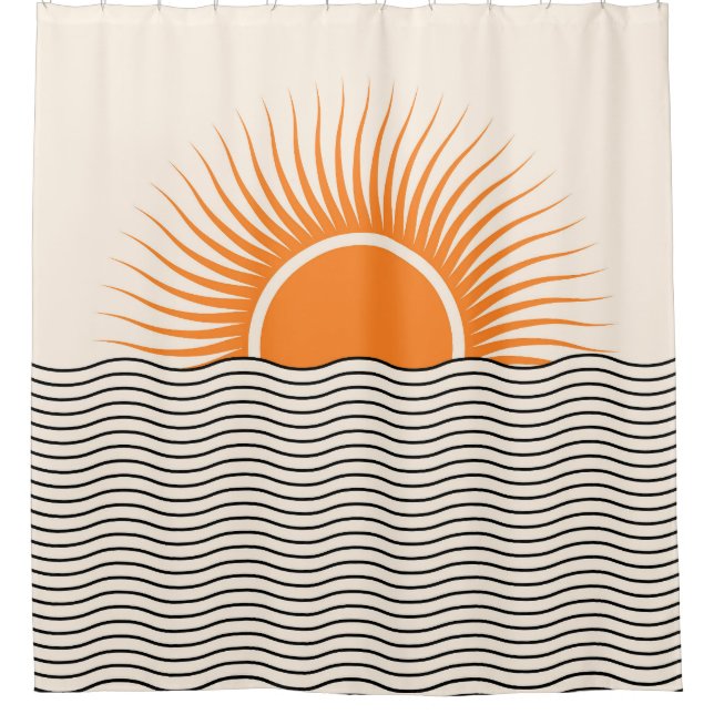 Abstract sunset: geometric boho decor. shower curtain (Front)