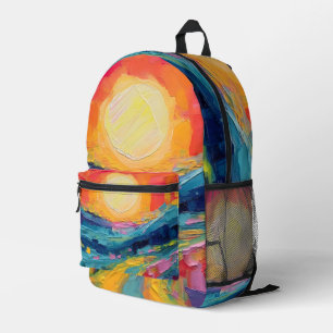 Abstract Sunset on the Field Printed Backpack