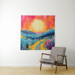 Abstract Sunset on the Field Tapestry