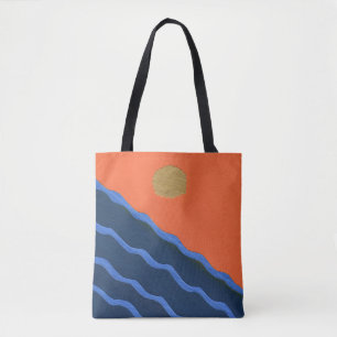 Abstract Sunset on Wavy Sea Tote Bag