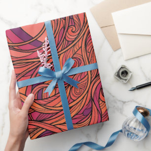Abstract Sunset Orange Jellyfish Wrapping Paper