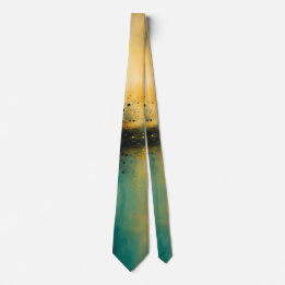 Abstract Sunset Over Teal Waters Tie