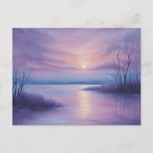 Abstract Sunset Over the Winter Lake  Postcard