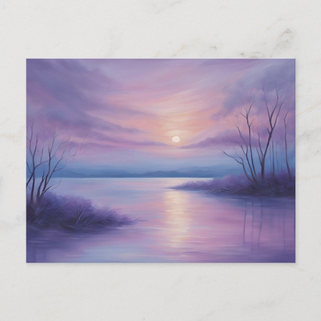 Abstract Sunset Over the Winter Lake  Postcard (Front)
