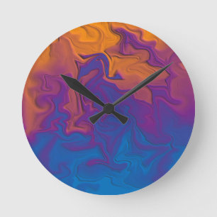 Abstract Sunset Round Clock