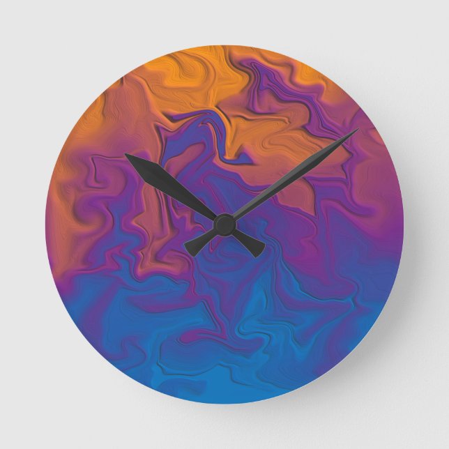 Abstract Sunset Round Clock (Front)