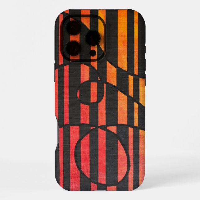 Abstract Sunset Stripes with Bold Geometric Shapes iPhone Case (Back)