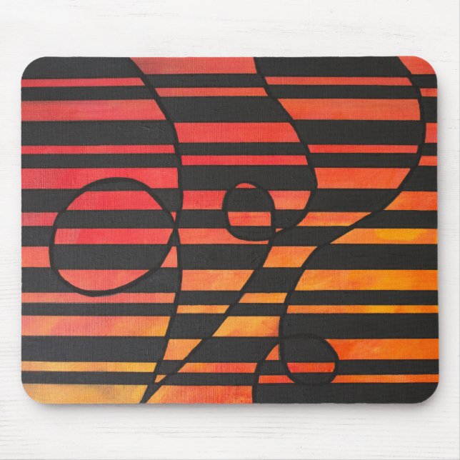 Abstract Sunset Stripes with Bold Geometric Shapes Mouse Pad (Front)