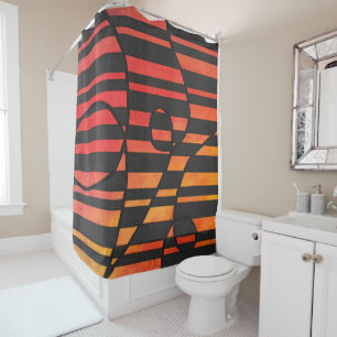Abstract Sunset Stripes with Bold Geometric Shapes Shower Curtain