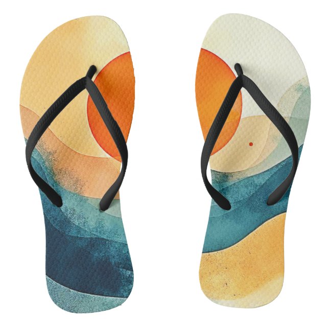 Abstract Sunset Waves Art Jandals (Footbed)
