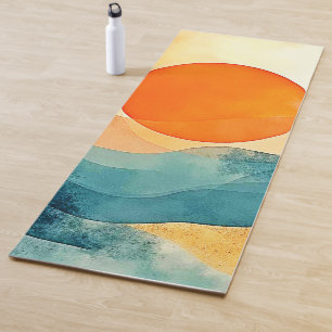 Abstract Sunset Waves Art Yoga Mat