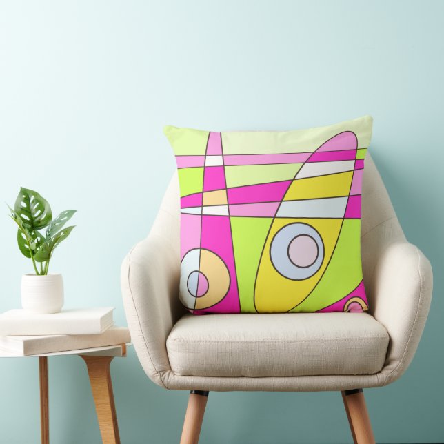 Abstract Surfing Bright Pink Green Bubblegum  Cushion (Chair)