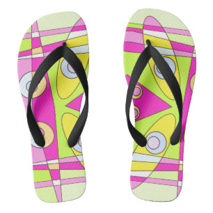 Abstract Surfing Bright Pink Green Bubblegum  Jandals