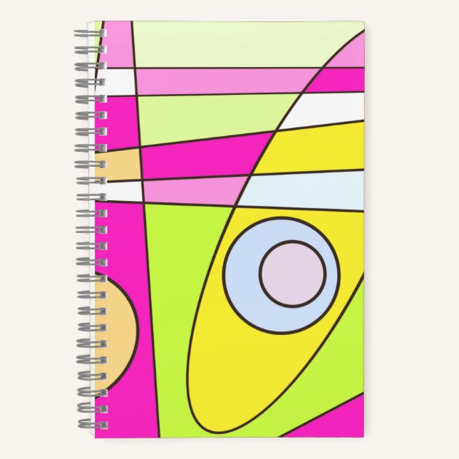 Abstract Surfing Bright Pink Green Bubblegum  Notebook (Front)
