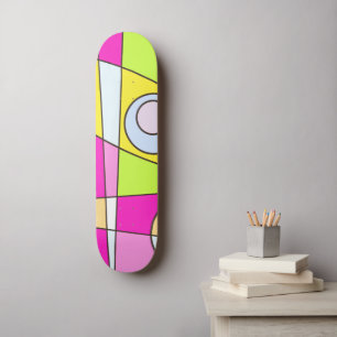 Abstract Surfing Bright Pink Green Bubblegum  Skateboard