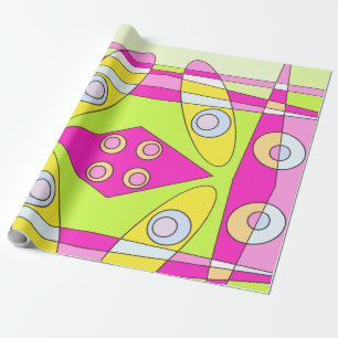 Abstract Surfing Bright Pink Green Bubblegum Wrapping Paper