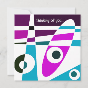 Abstract Surfing Cyan Magenta Thinking Of You Card