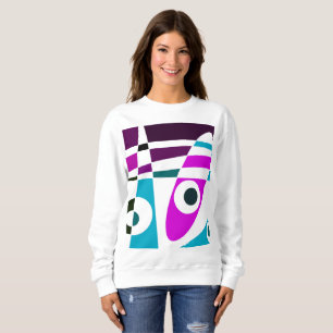 Abstract Surfing Cyan Magenta White Sweatshirt