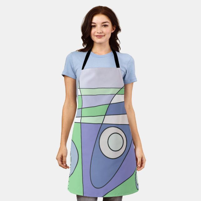 Abstract Surfing Green Purple Apron (Worn)