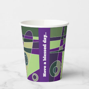 Abstract Surfing Green Purple Paper Cups