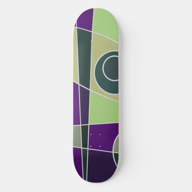 Abstract Surfing Green Purple Skateboard (Front)